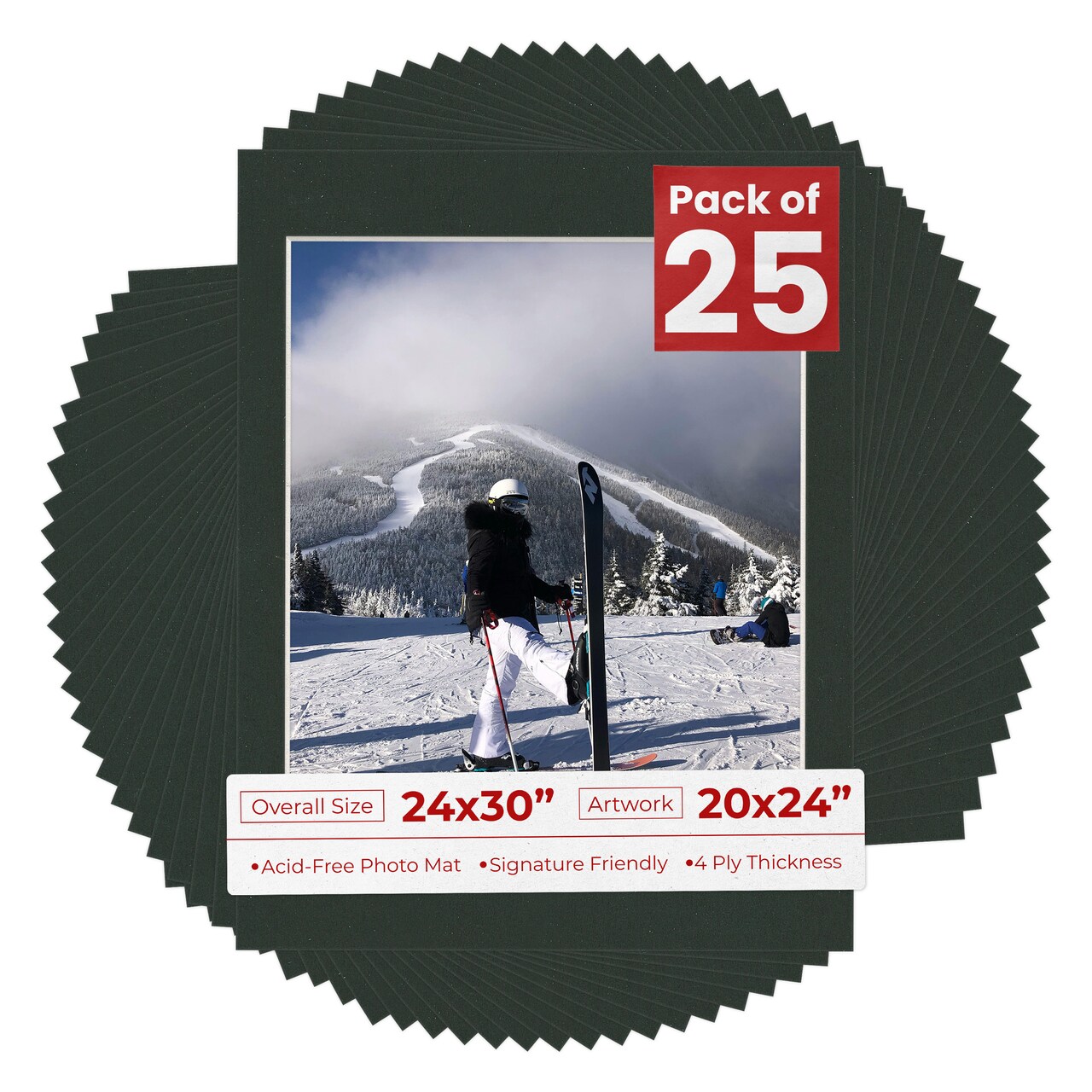 Textured Black Mat Board for 24x30 Frames - Fits 20x24 Photos